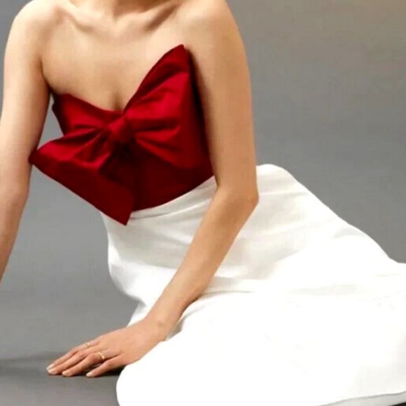 Anthropologie Hutch 12 NWT Red Bow-Tie Maxi Dress Gown Holiday Cocktail Party - Picture 2 of 10